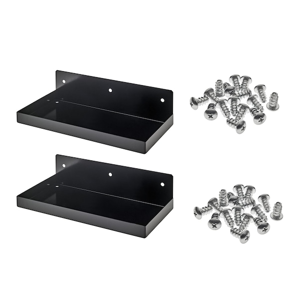 Triton Products 12 In. W x 6 In. D Black Epoxy Coated Steel Shelf for 1/8 In. and 1/4 In. Pegboard 2 Pack 76126BK-2 - main